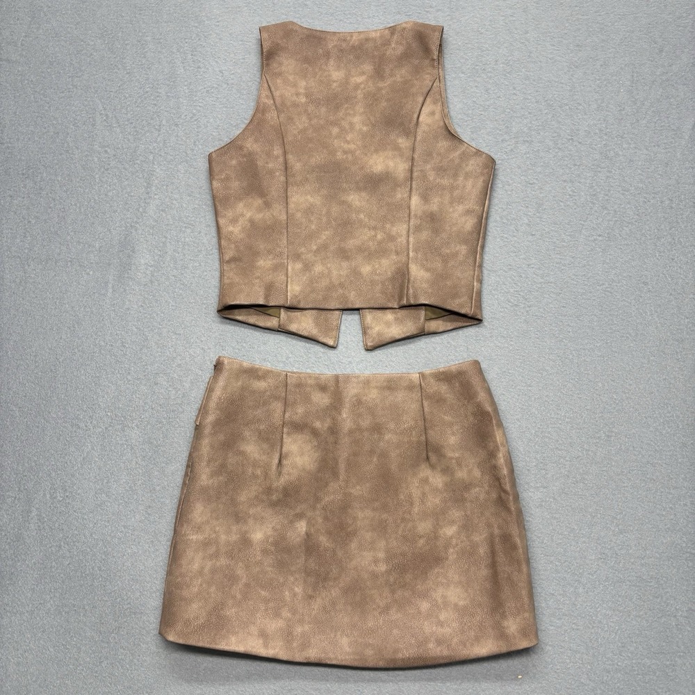 Peppermayo West District Mini Skirt & Top Coord Set Brown Sz 4 Festival Western - Picture 3 of 13
